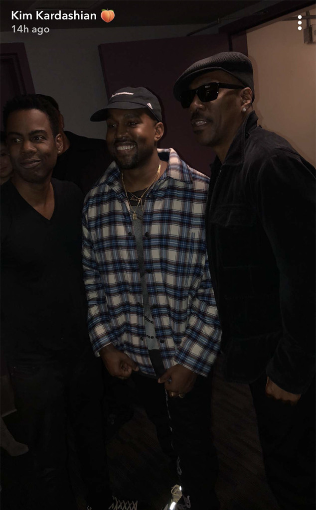 Kim Kardashian and Kanye West Hang Out With Chris Rock at His Comedy
